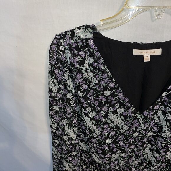 Skies Are Blue Women’s MIDI Dress Size Med Black Floral Going Out Party Church - Picture 5 of 12
